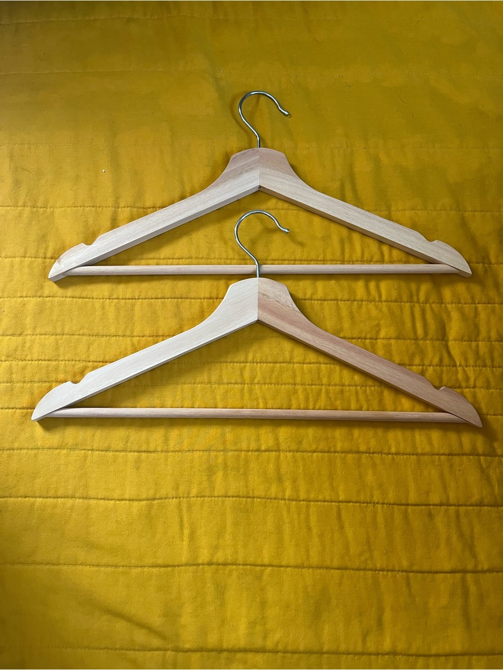 Natural Wood Suit Hangers with Trousers Bar - Set of 23